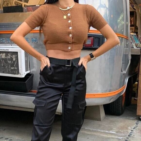 WILFRED FREE Aritzia Novalie Cropped Cardigan in Amber Earth Sz XXS - Picture 1 of 5